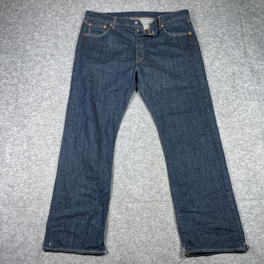 Levis 501 Premium Jeans Mens 42x34 (Fits 41x32) Blue Dark Wash Straight Fit